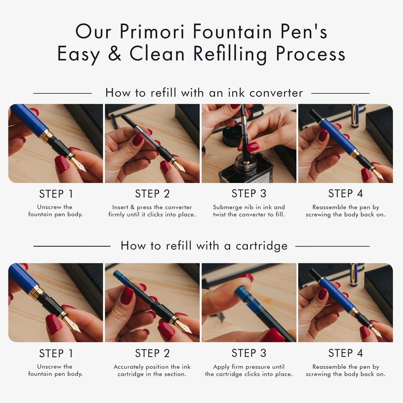 Wordsworth & Black Primori Fountain Pen Set [Blue Gold]; Extra