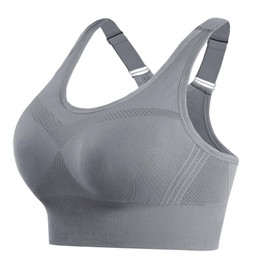 Litherday Sports Bra Women's Push Up Sports Bra Strong Hold Sports Bra Without Underwire with Removable Padded for Fitness Jogging Yoga, gray