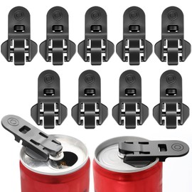 9 Pack Manual Easy Can Opener and Cover, Premium Plastic Soda Beer Can Openers, Portable Tab Opener and Drink Protector Tool for Flight Attendants, Bartenders, Seniors, Arthritis & More (Black)