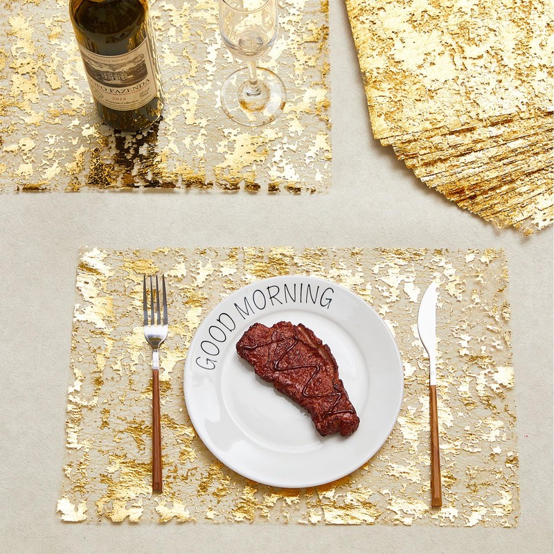 Gandeer 100 Pcs Gold Disposable Placemats 11 x 17 Inch