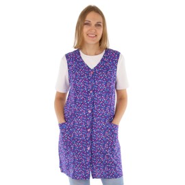7/8 Tunic Cotton Colourful Apron Short Sleeveless Cooking Apron, purple