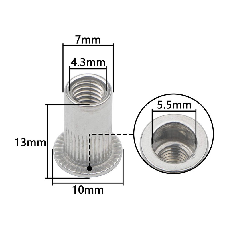 Pxyelec 100pcs M5 Flat Head Aluminum Rivet Nut Blind Insert