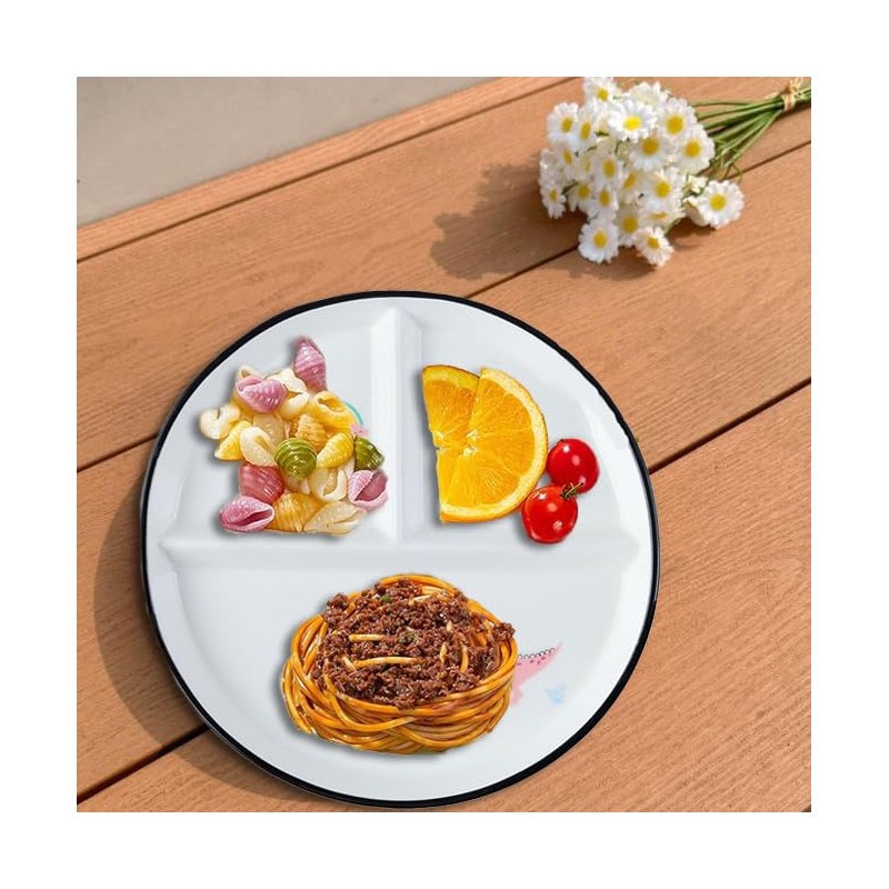 Hoshisea Divided Ceramic Dinner Plate, Split Diet Plate, Snack Plate,