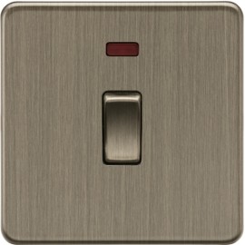 Knightsbridge 20A 1G DP Switch with Neon - Antique Brass