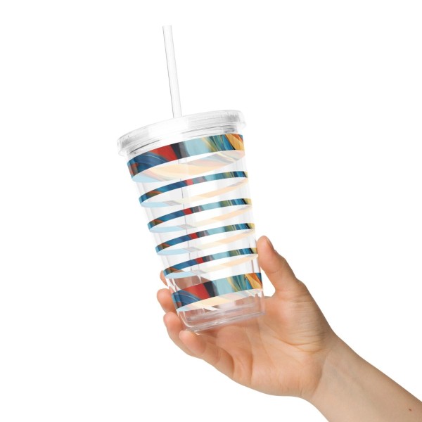 Custom Comforts1 New! 16 oz Clear Acrylic Tumbler Retro Stripes