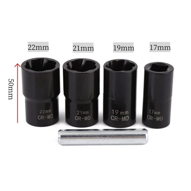 LSLANSOON 1/2” Drive Impact Bolt Nut Extractor Set, 5pcs Locking