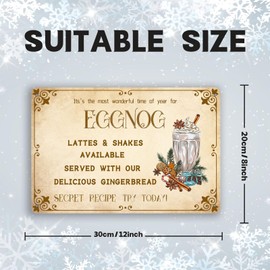 Christmas Eggnog Metal Tin Sign It's the Most Wonderful Time Christmas Winter Vintage Retro Wall Decor Plaque for Cafe Bar Home Kitchen Drinks Shop Decor Poster 8x12 inch