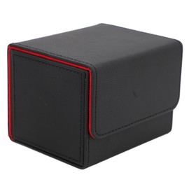 Card Deck Box Magnetic Flap Lid Large Capacity PU Leather Card Storage Case for Game Cards Tarot Cards Black Red