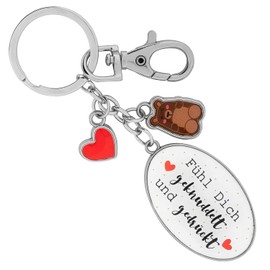 Sheepworld 47469 Key Fob Cuddled, Split Ring and Carabiner, Metal Pendant, White, One Size