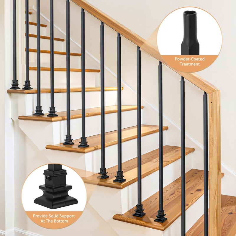 WICHEMI 20 Pack Balusters for Staircase Interior, 44" x1/2" Stair