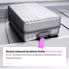 Travely Premium Luggage Tag - Easy to Recognize, Robust & Safe - Includes Name Plate and Privacy Protection I Versatile and Practical Address Tag, Name Tag & Luggage Tag