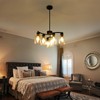 KUSSCO 6-Light Modern Chandelier Black Chandeliers for Dining Room Seeded