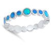 Eternity Blue Simulated Opal Stackable Ring New .925 Sterling Silver