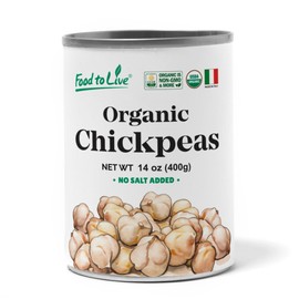 Food to Live Organic Canned Chickpeas, 14 oz (Pack of 1) - Unsalted Non-GMO Garbanzo Beans. Vegan. USDA Certified Organic. Good Source of Fiber and Protein. Wholesale. Made in Italy