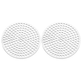 PATIKIL 2" Diameter 304 Stainless Steel Perforated Sheet, 2 Pcs 0.08" Hole 19GA Expanded Metal Mesh Round Slices Plate Screen Decorative Meshes for Ventilation Grill Smoking, Silver Tone