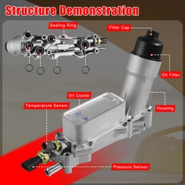 926-876 926-959 Aluminum Engine Oil Filter Housing with Oil Cooler Fit For Dodge Journey Charger Challenger Durango Avenger 2011-2016,fit for Jeep Wrangler Grand Cherokee,fit for Chrysler 200 300