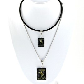 Homer Iliad or Odyssey Clay Mini Book Bead Pendant Necklace Chain Cord Extender Clasp Unisex