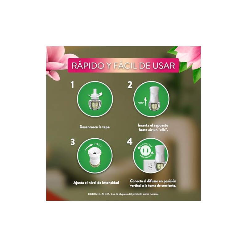 Airwick® Aromatizante de Ambiente Continuo, 5 repuestos, Esencia de Magnolia