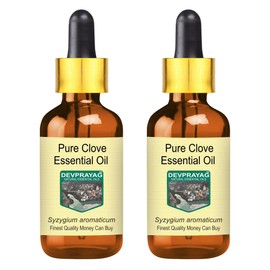 Devprayag Pure Clove Essential Oil (Syzygium aromaticum) with Glass Dropper Natural Therapeutic Grade Steam Distilled (Pack of Two) 100ml X 2 (6.76 oz)