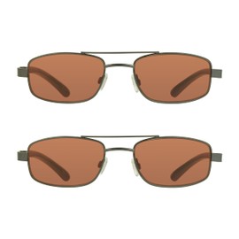 proSPORT Aviator Reading SunGlass Full Lens Sun Reader No Line +2.00 Blue Light Blocking HD Lens 2 Pairs Gunmetal Frame NOT BIFOCAL