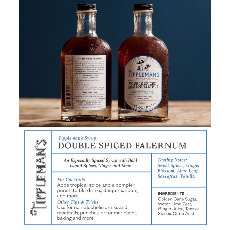 Tippleman's Double Spiced Falernum Syrup - Craft Cocktail Mixer -