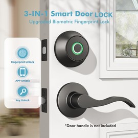 Fingerprint Keyless Entry Door Lock,Smart Deadbolt Lock with App Countrol,Biometric Door Lock with 2 Keys,10 Months Battery,Auto-Lock,One-Touch Lock,Easy Install,Deadbolt Alternative,IP66 Waterproof