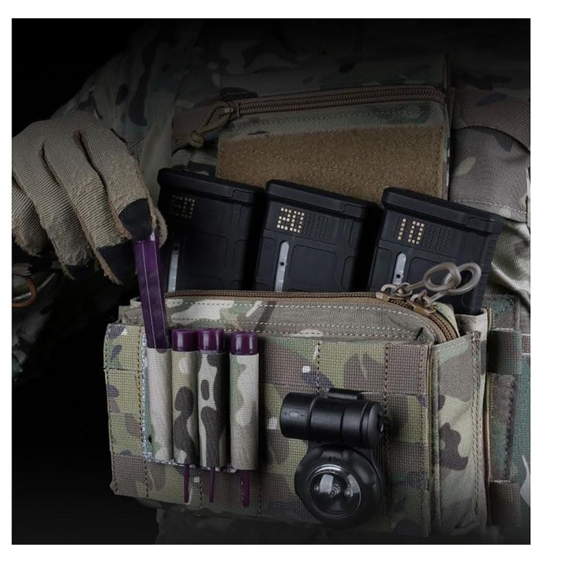 Tactical Glow Stick Pouch Chemlight Pen Holder Flashlight Battery Organizer