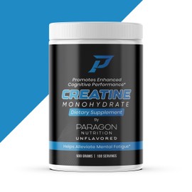 Paragon Nutrition Creatine Monohydrate, Unflavored, 500g, 100 Servings, Cognitive Performance Support