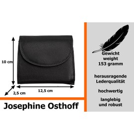 Josephine Osthoff 910 Women's Leather Large Wallet Small Wallet Credit Card Holder Coin Purse with Coin Compartment Genuine Leather RFID Protection, black, coin purse