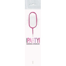 Dazzling Pink Glitz Birthday Sparkler Number 0 (17cm) - Perfect for Birthday Parties & Celebrations - 1 Pc