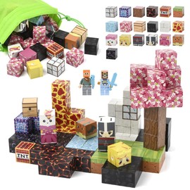 BOPEUY Magnetische Bausteine 84 Stück, Baue Mine Magnet Welt Sakura-Hölle-Serie, Magnet Blöcke Spielzeug für Jungen und Mädchen ab 3 Jahren, Kreative Kinderspiele Kinderspielzeug