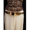 Awaystyle4you Dressy Women High Waist Hip Gold Metal Plate Sides