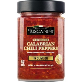 Tuscanini Premium Chopped Calabrian Chili Peppers In Olive Oil, 9.2oz, Just 3 ingredients, All Natural, Nothing Artificial, Product of Italy, Kosher