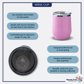 Style In Print Wine Tumbler with Lid 12 Ounces Peace Love Softball Sports Softball A Engraved Stainless Steel Wine Cup Lavender, EWCUP_VSPORTS018_LA