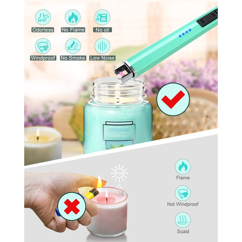 Rechargeable Lighter Electric Candle Lighters Arc Plasma Flameless Windproof USB