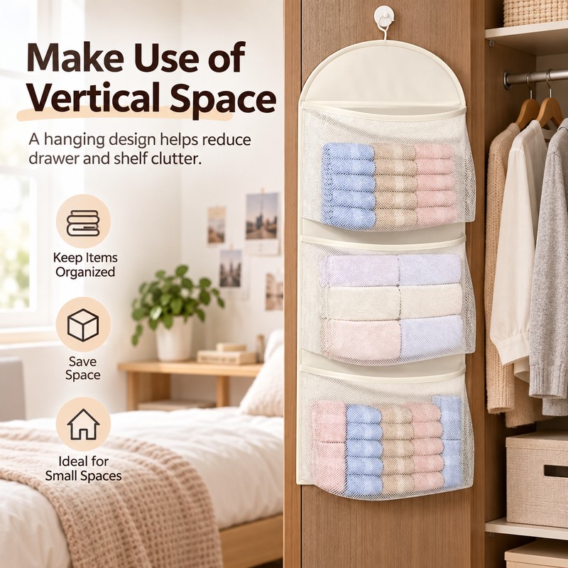 3-Tier Hanging Organizer for Underwear & Socks – Non-Woven Fabric