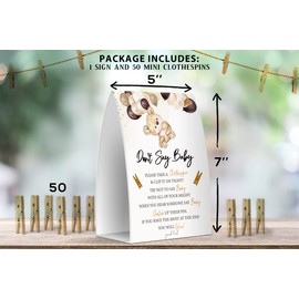 Don't Say Baby Kraft Sign, Baby Shower Games, Baby Shower Decoration, Gender Neutral Baby Shower,One 5x7 Sign and 50 Mini Clothespins - MsJb006