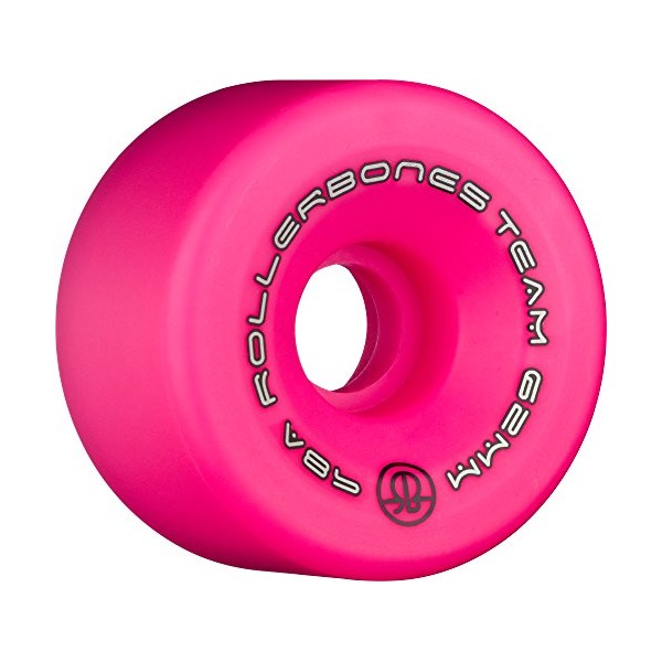 RollerBones Team Logo Recreational Roller Skate Wheels (Set of 8), Pink, 62mm