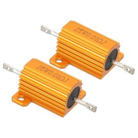 PATIKIL 25W 0.01 Ohm Aluminum Shell Resistor, 2 Pack Aluminum Housing Resistor Housed Case Wirewound Resistors Screw Tap Power Resistor 5% Tolerance, Golden