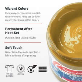 Speedball Fabric Screen Printing Ink, Iridescent and Soft Color Combination, 4-Ounce (4-Pack), Vintage Elegance: Gold, Blushing Bride, Burgundy, Blue Denim