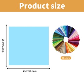 Luckwaii 50PCS Coloured Felt Fabric Sheets 25x25cm Quilting Fabrics Squares Bundle Fat Quarters Solid Colors Pure Cotton Material for Sewing & Quilting Beginners DIY Craft Quilten Doll Clothing