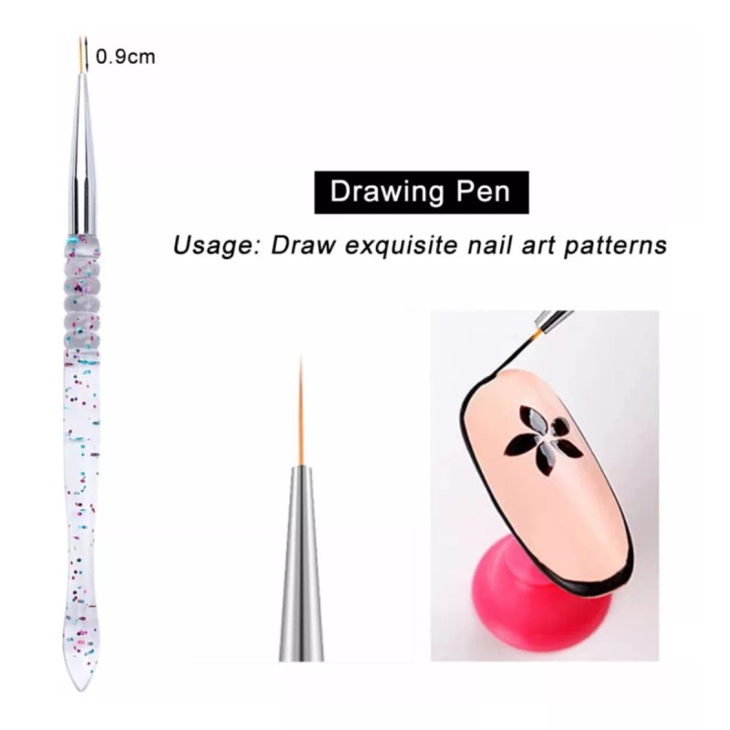 Xiaoya 3 Pinceles Liner Fino Mano Alzada Nail Art Uñas