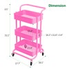 3-Tier Metal Mesh Rolling Cart Storage Organizer with Utility Handle