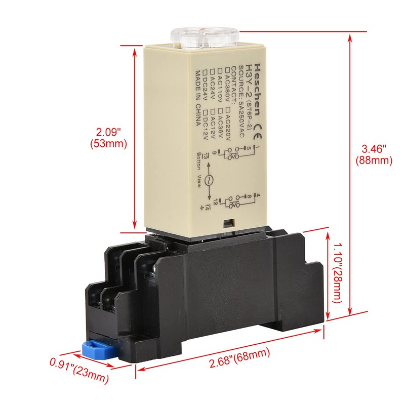 Heschen Timer Delay Relay H3Y-2 12VDC 0-10 Minute 250VAC 5A