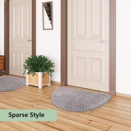 Minicoco Bath Mat Non Slip Anti Mould Mats 40 x 60 cm Curved Bath Mat Chenille Shower Mat Strong Water Absorbent Bathroom Mat Ultra Soft Microfiber Bathroom Carpet