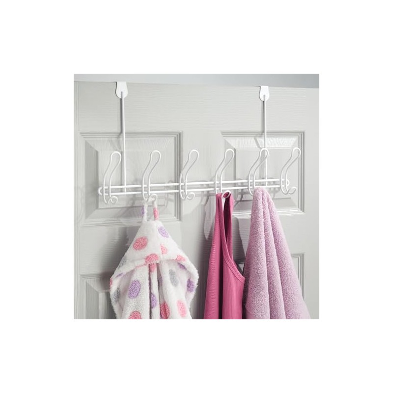 iDesign Over-The-Door 6-Hook Rack –Classico Collection – White