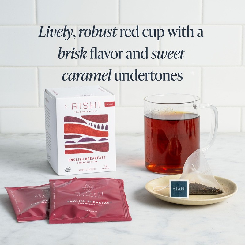Rishi Tea English Breakfast Tea - Organic Sachet Tea Bags,