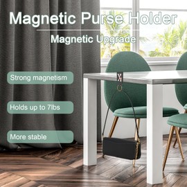 MAGTOBO Magnetic Purse Holder with Strong Magnetism, Heavy Duty Handbag Hanger for Table, Locker Room, Restroom, and More - Stylish Floral Purse Hook for Women(Black)