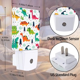 Jopowide Colorful Dino Tree Night Light, Dusk to Dawn Smart Sensor Nightlight for Bedroom Bathroom Kitchen Hallway Stairs Hallway, Plug-in, Energy Efficient Decor Desk Lamp Gifts