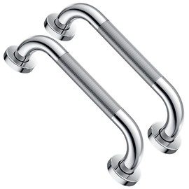 2 Pack 12 Inch Anti Slip Shower Grab Bar 1.25" Diameter,Munzong Stainless Steel Bathroom Grab Bar,Knurled Bathroom Balance Bar,Safety Handrail Support,Handicap Injury Elderly Senior Assist Bath Handle